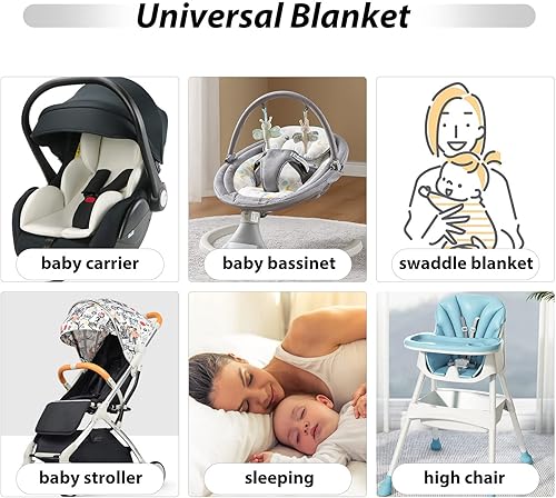 Miniatura 6 de Mantas de asiento de automóvil para bebés, fundas de asiento de automóvil de invierno, 100% algodón, manta para envolver al bebé con sombrero para