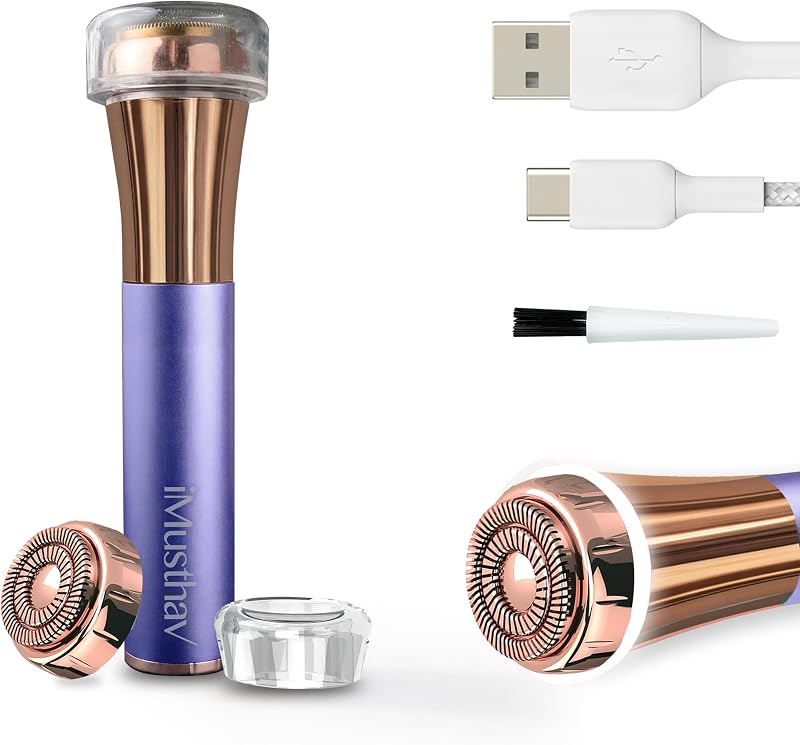Aparador facial elétrico iMusthav MV350 com cabeça flutuante de 20 mm, lâmina de anel duplo, luz LED e alimentação USB-C