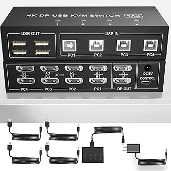 Amazon | Displayport KVMスイッチ デュアルモニター 4台の