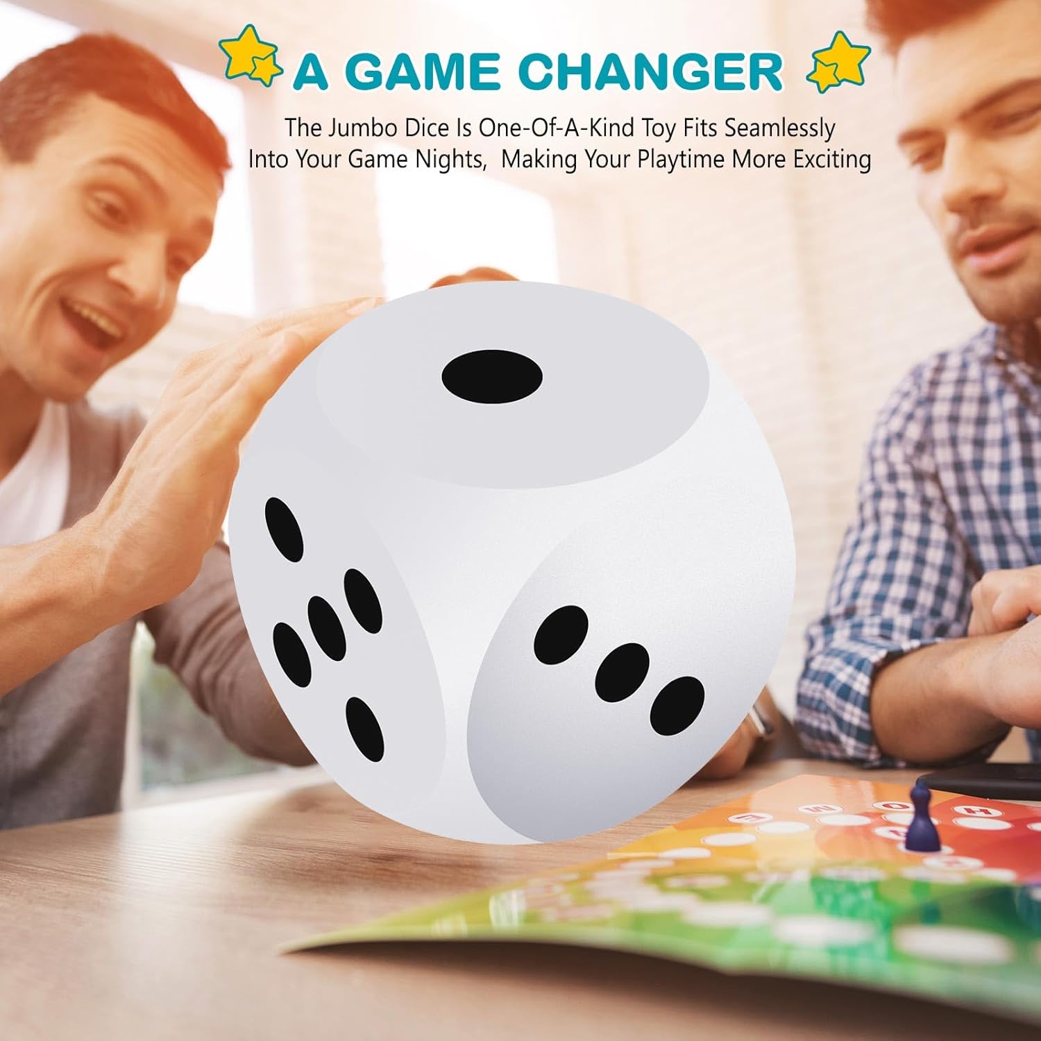 Shappy 7.9 Inches Foam Dice Fun Filled Large Educational Toy Kawaii Giant Dice Jumbo Decorative EVA Foam Big Square Building Blocks for Board Game Learning Sessions (1 Pc,White)