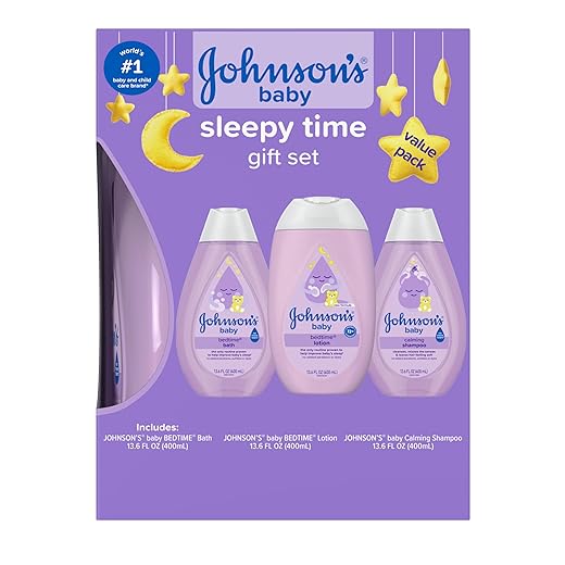 Johnson's Baby Sleepy Time Gift Set with Calming Bedtime Bath Wash, Lotion & Shampoo, Baby Bedtime Essentials with Relaxing NaturalCalm Aromas, Hypoallergenic & Paraben-Free, 3 Items