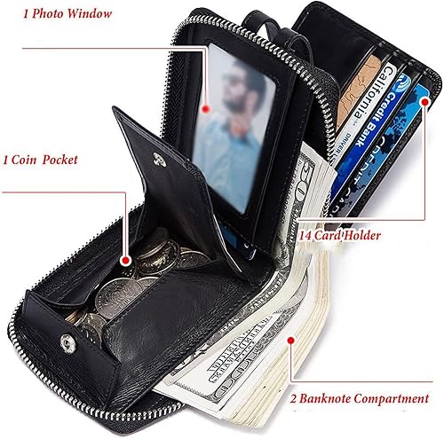 Miniatura 3 de ZAINJO Wallets For Men Genuine Cowhide Leather Men Wallets Fashion Male Zippers Wallet Small Mini Coin Pocket Purse Card Holders Walet Bag Boys