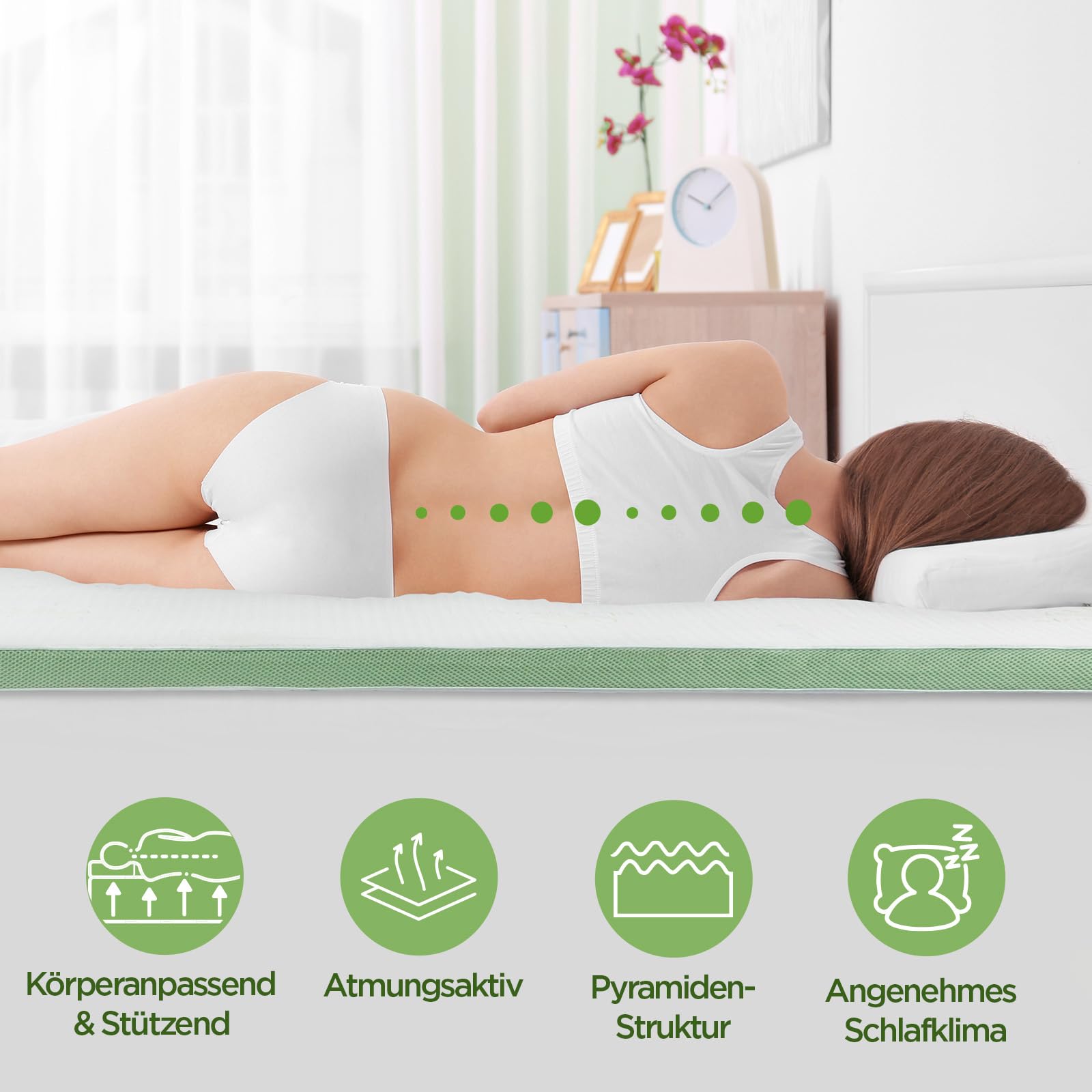 Vitapur Topper Aloe Vera - 90x200cm, 4cm Kaltgepresster Schaumstoff, Aloe  Vera Aromatherapie, Abnehmbar & Waschbar, Matratzentopper, Matratzenauflage  ...