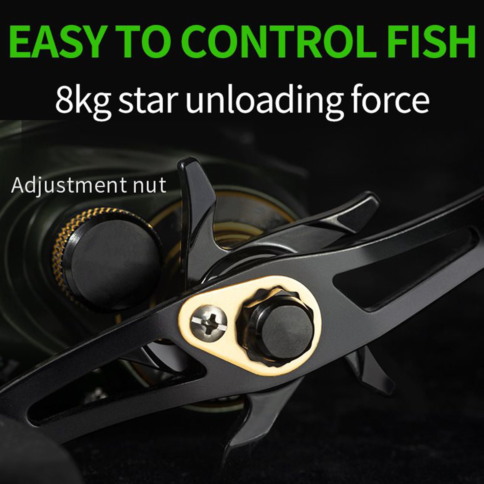 Baitcasting Reel Tool, spinner na koła, 8 kg Max Drag System, Smooth Lines Control Anti-Reverse, Compact Tackle Accessory, dla profesjonalnych początkujących wędkarzy, 8 kg aluminium metalu
