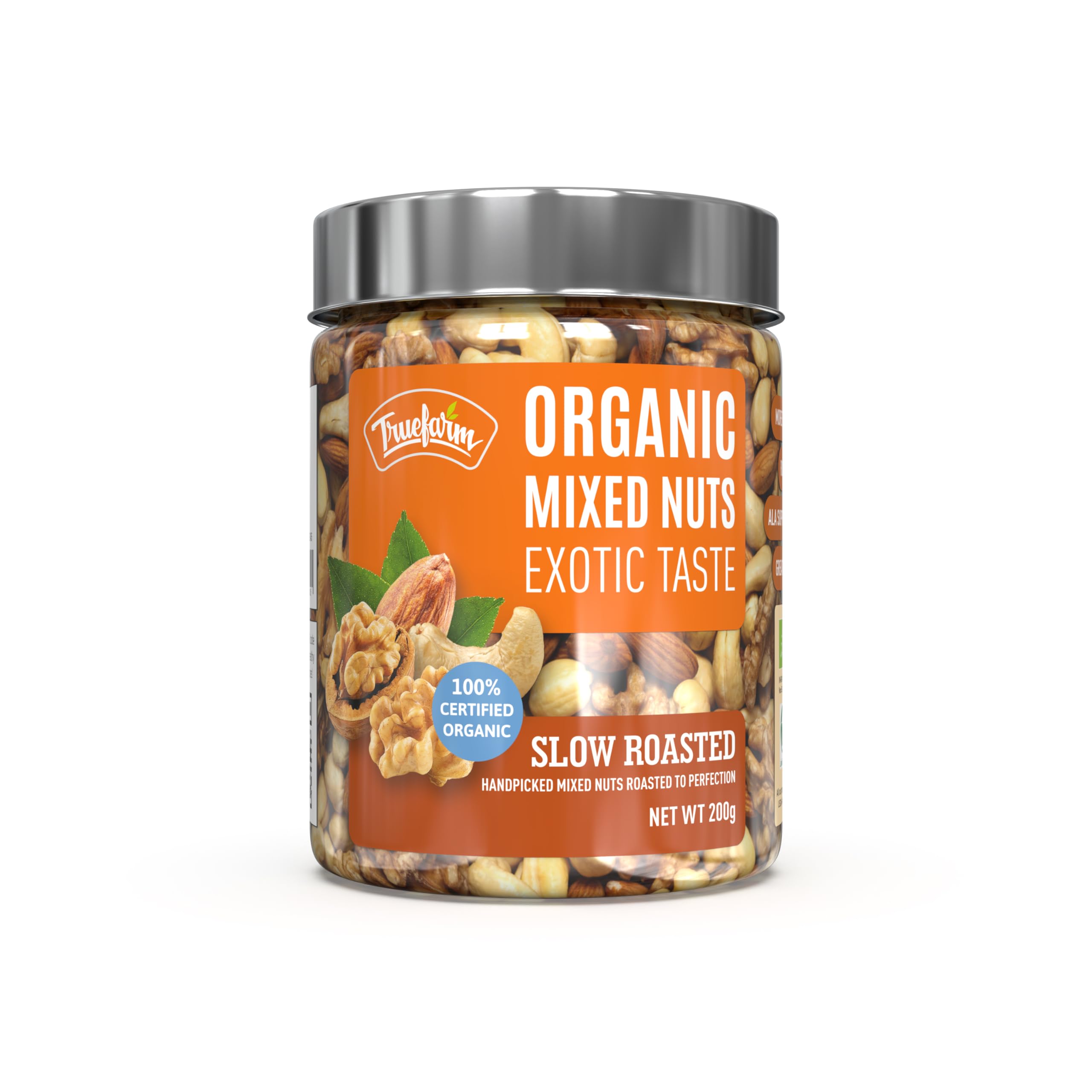 Truefarm Organic Roasted Mixed Nuts | Slow Roasted Kaju, Badaam & Akhrot | Good Source of Protein & Nutrients | Mixed Dry Fruits for a Healthy Evening Snack | NPOP Certified | Pack of 1 (250g) (B087ZLYD6T) Amazon Price History, Amazon Price Tracker