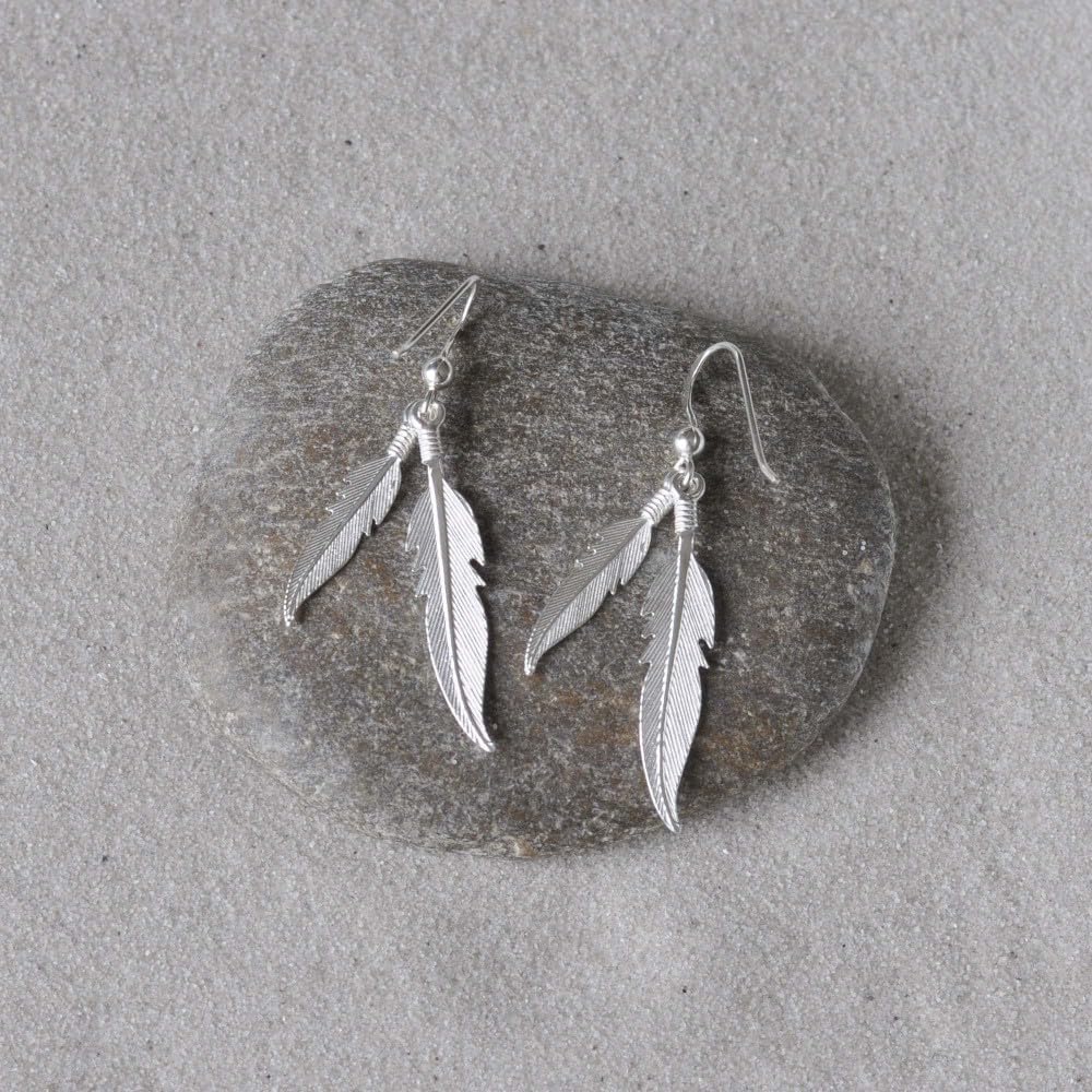 LES POULETTES JEWELS - Sterling Silver Earrings Two Feathers - Image 6