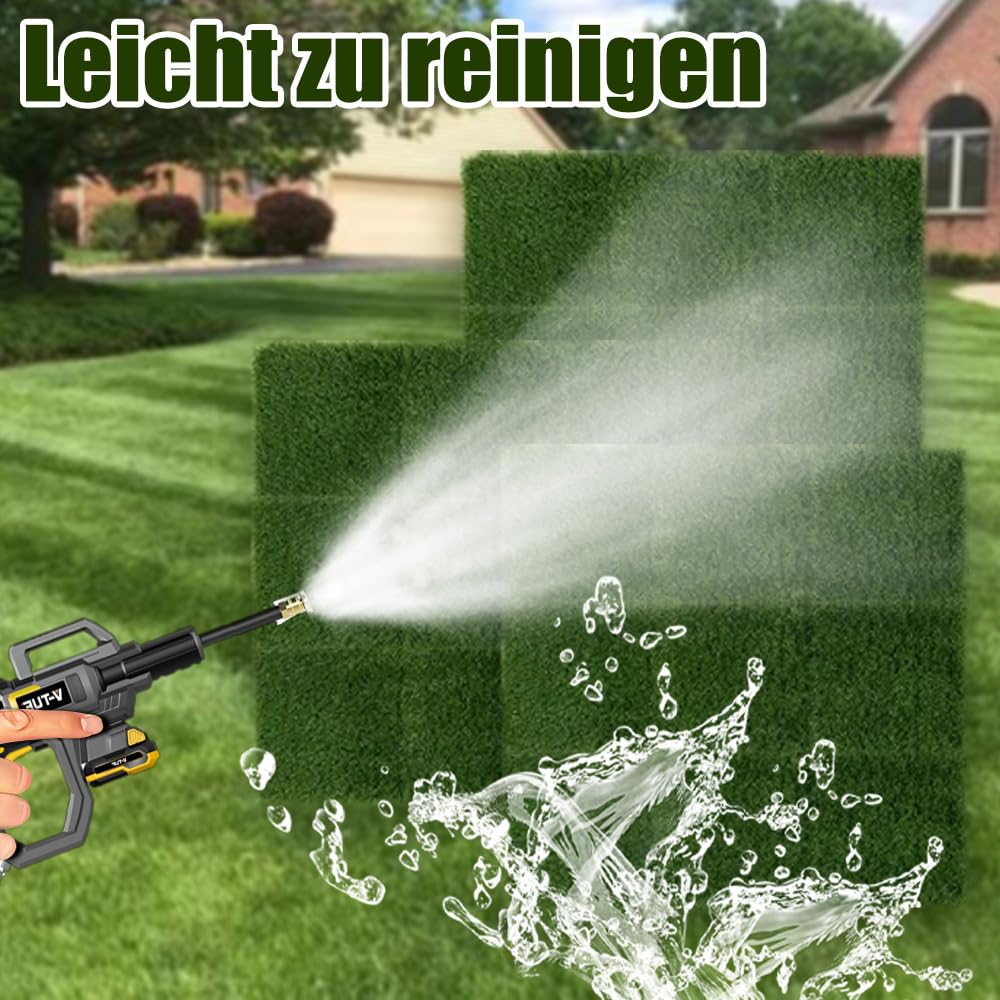 Qingbei Rina Kunstrasen Outdoor 30x30/9PCS,Rasenfliesen Outdoor, Balkonrasen Wetterfest,Bodenbelag für Balkon& Terrasse, Drainagematte Grass Tile