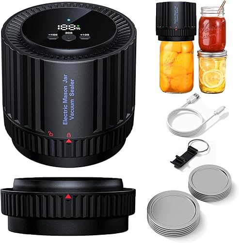 Miniatura 1 de Sellador al vacío eléctrico para tarros Mason con boca ancha y regular, selladores al vacío para almacenamiento y fermentación de alimentos, con