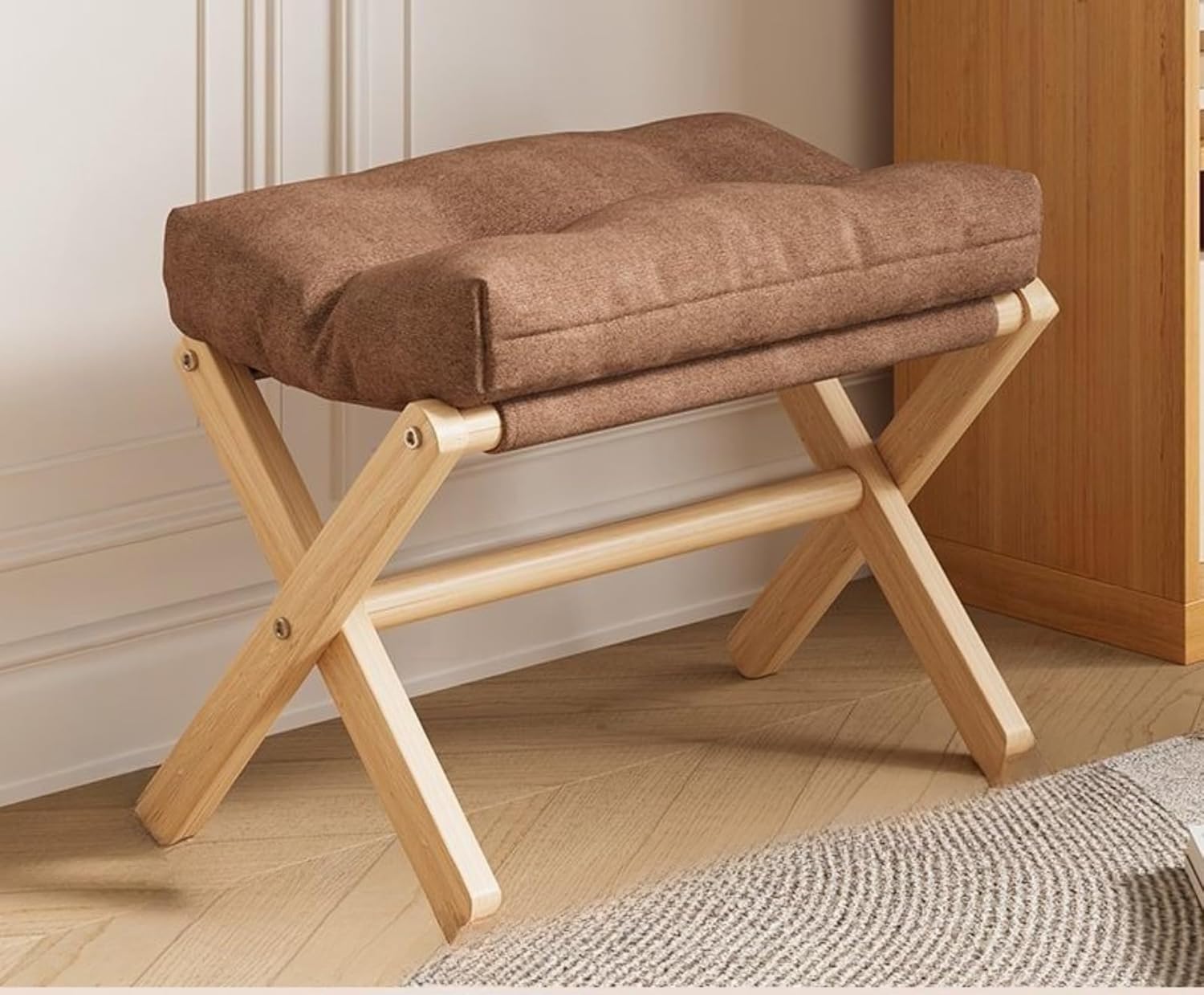 折りたたみ式フットスツール、テーブル下フットスツール、木製、軽量、取り外し可能、頑丈、柔らかい、耐久性、ファッション、北欧スタイル、
