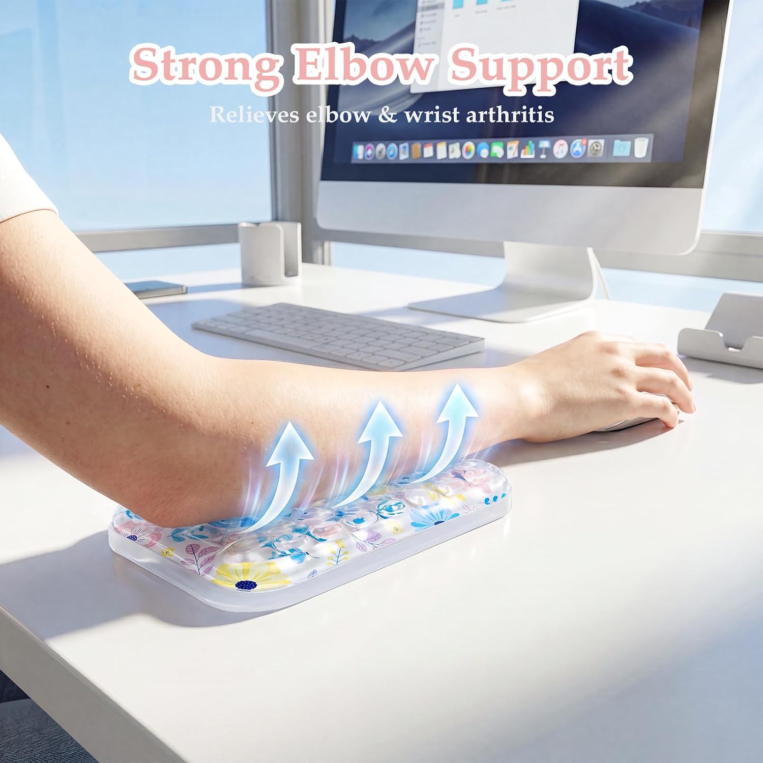 Ospelelf Gel Elbow Rest Pad, Ergonomic Arm Support for Desk, Daisy image 4