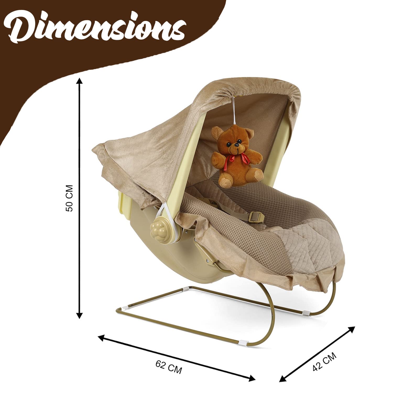 KIDBITKART Baby Bouncer Super Deluxe 12 in 1 Musical Carry Cot Bouncer (Brown, White) - Image 8 thumbnail