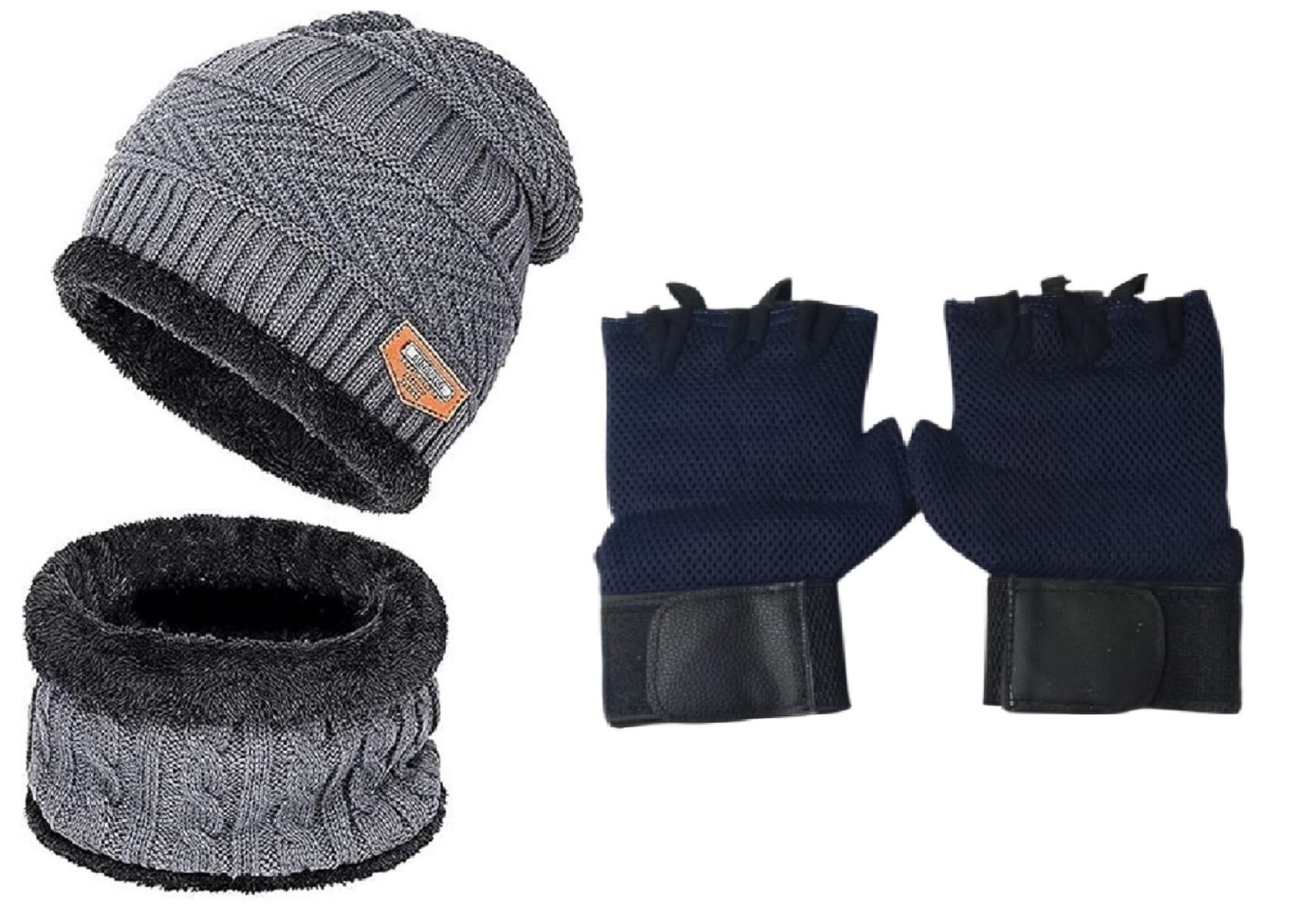 goldiamond unisex-adults Woolen Beanie Cap with Neck Set & Gloves-picture-18