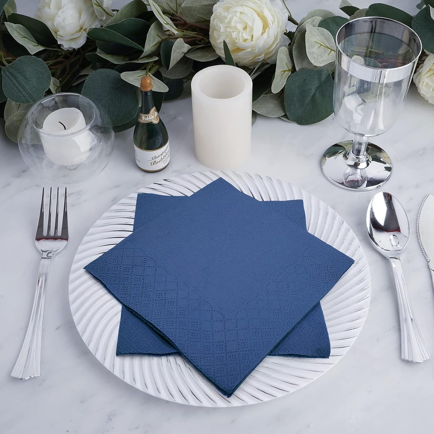300 Count Navy Blue Beverage Napkins,2-Ply Navy Cocktail Napkins,Disposable Blue Party Napkins for Dinner Wedding Birthday Party Graduation