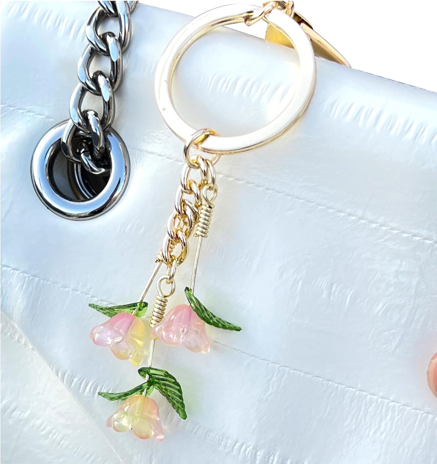 Trailing Tulip Bag Charms Purse Charm Cute Flower Keychain for Women