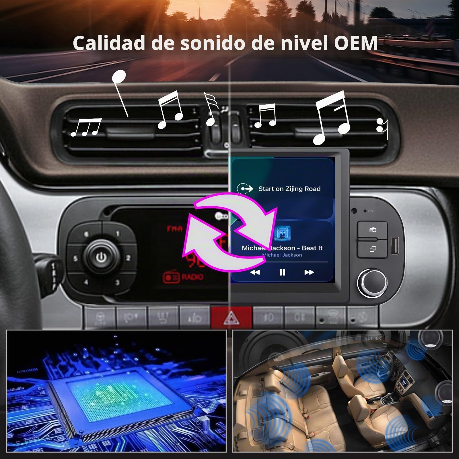 Radio de Coche Linux para Fiat Panda 2013-2025 con CarPlay inalámbrico y Android Auto, Arranque en 2 Segundos, Controles físicos, Sonido de Calidad OEM, Puerto ISO Plug & Play