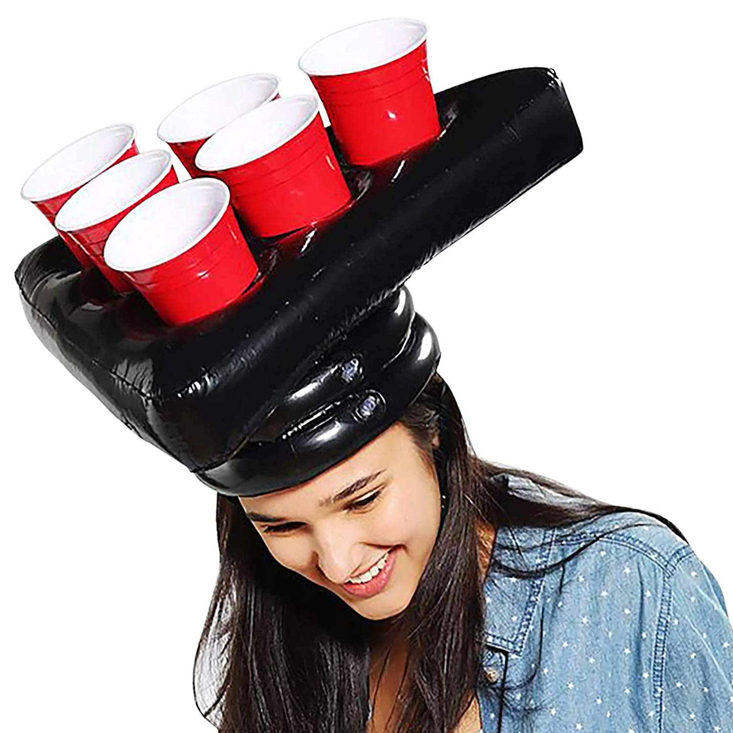 Original Hat Pong Officiel | Originelles Beer Pong Spiel | Premium Qualität | 2 Aufblasbare Hüte | 12 Red Cups | 2 Bälle | Trinkspiel | Party-& Aperitif Spiel | House Party | OriginalCup®