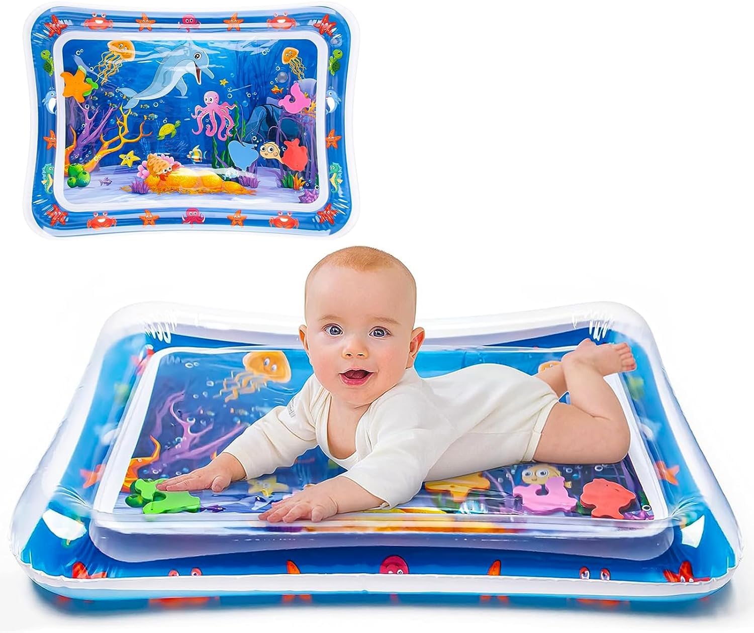 DHB tech Baby Play Mat, Inflatable Baby Play Mat, Nflatable Premium Water Mat, Kids Foldable Waterproof Playmats, Reversible Baby Crawling Mat for Home, Bedroom, Indoor and Outdoor (69CM*50CM, blue)