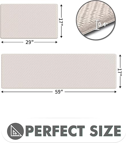 Miniatura 2 de LUMI Juego de 2 tapetes de cocina antifatiga, antideslizantes, impermeables, resistentes a las manchas, fáciles de limpiar, para cocina, lavandería,