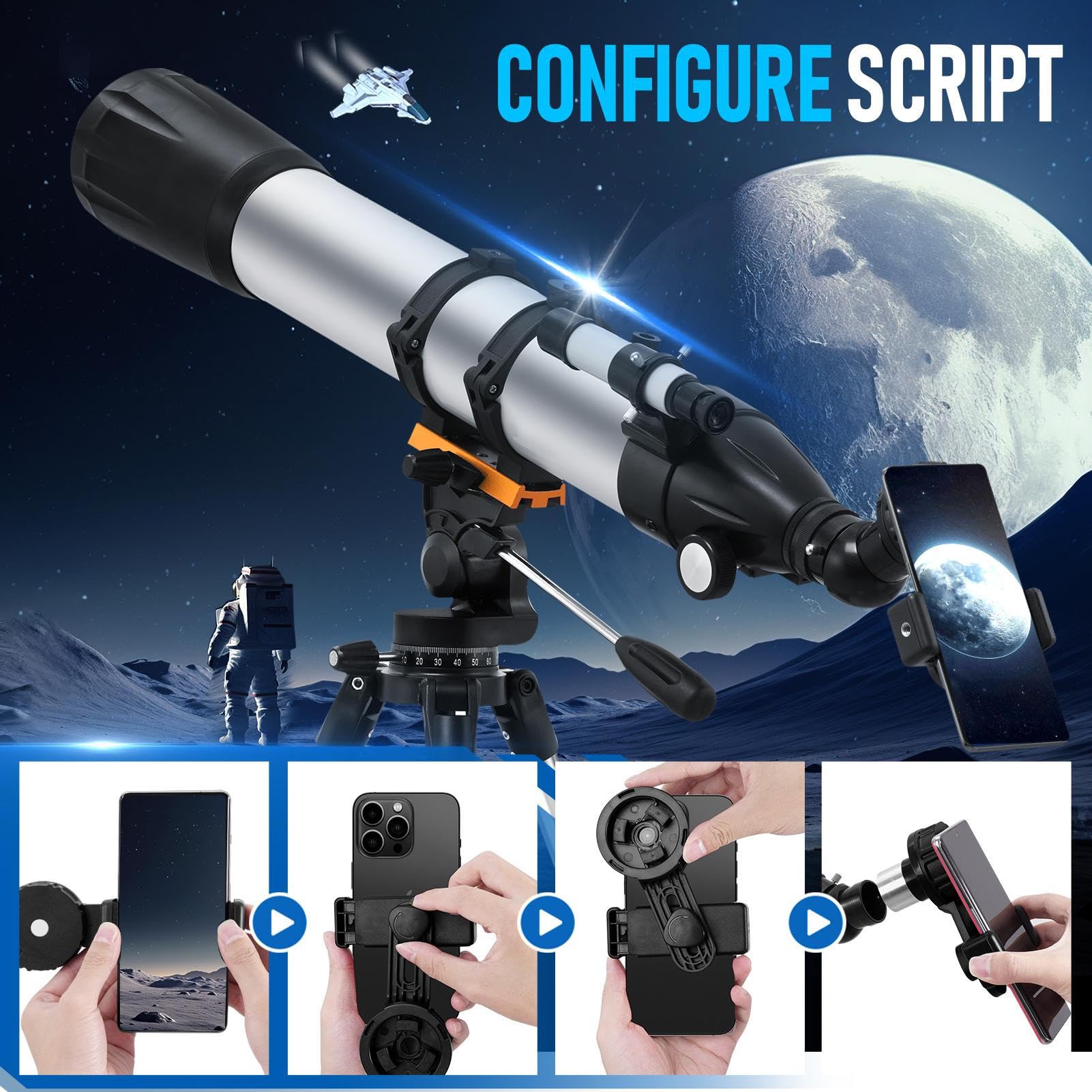 Telescopio de Alta Potencia, telescopio de Longitud Focal de 900 mm para niños, Aumento 36X-675X, telescopios catadióptricos portátiles para astronomía, Principiantes, observación del Planeta