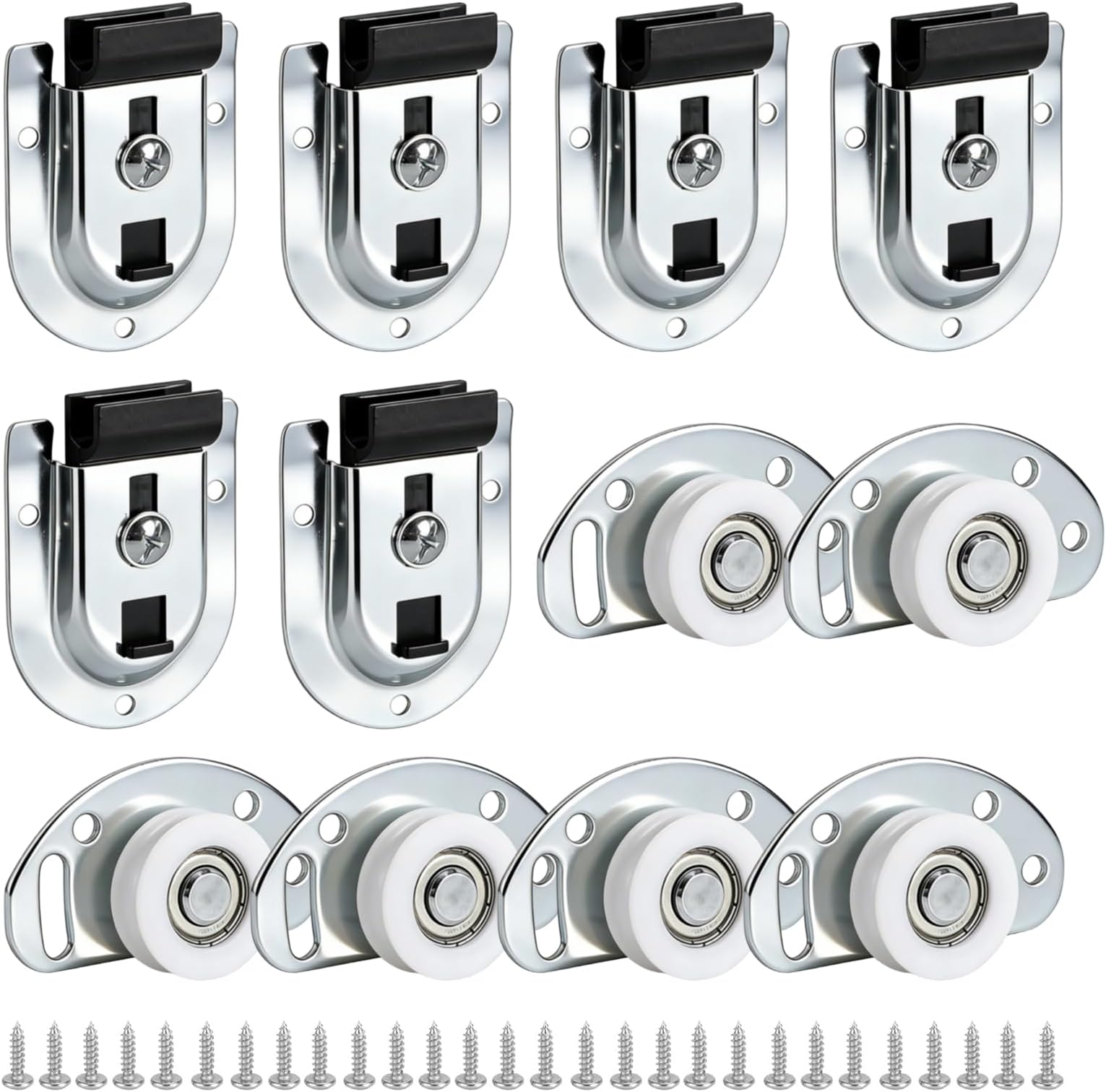 Sliding Door Wheels, 6 Sets Sliding Closet Doors Hardware Kits Sliding Wardrobe Door Parts Replacement for Wardrobe Door Wheels Smooth Glide for Closet & Wardrobe Doors
