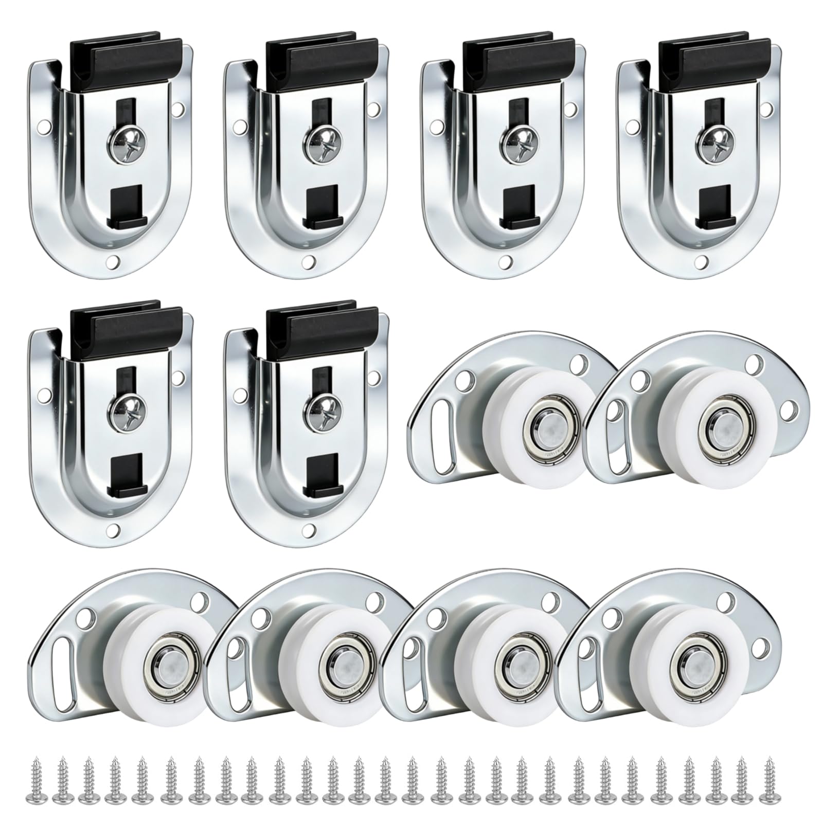 Sliding Door Wheels, 6 Sets Sliding Closet Doors Hardware Kits Sliding Wardrobe Door Parts Replacement for Wardrobe Door Wheels Smooth Glide for Closet & Wardrobe Doors