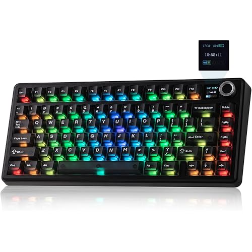 EPOMAKER X Aula F75 MAX Wireless Mechanical Keyboard with TFT Screen and Knob, Gasket Keyboard in 75% Layout, Hot Swappable Gaming Keyboard for PC/Mac/Linux (Matte Black)
