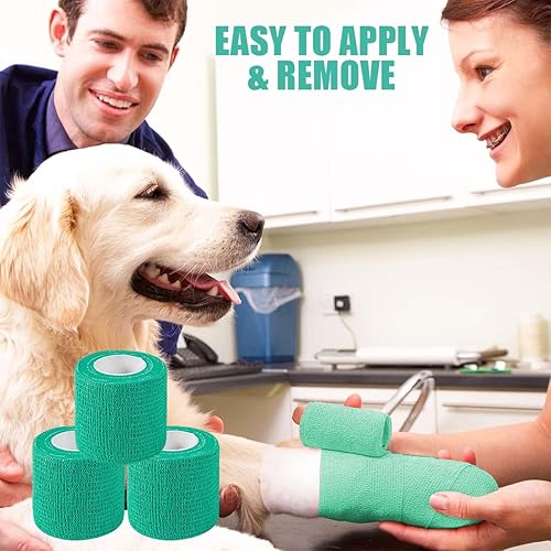 Miniatura 6 de OBTANIM Paquete de 15 rollos de vendaje autoadhesivo de 2 pulgadas x 5 yardas, rollos de cinta elástica autoadhesiva para estiramiento atlético,