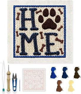 INFUNLY Punch Needle Kit for Adults Beginner Dog Home Punch Needle Kits with Fabrics Floss Instruction Pet Paw Needlepoint Embroidery Kits for Craft Lovers and Home Decor