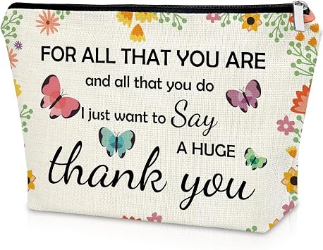 Sazuwu Thank You Friendship Gifts for Women Makeup Bag Funny Appreciation Gifts for Coworkers Gratitude Gifts for Boss Cosmetic Bag Birthday Graduation Teachers Day Resignation Present Travel Pouch