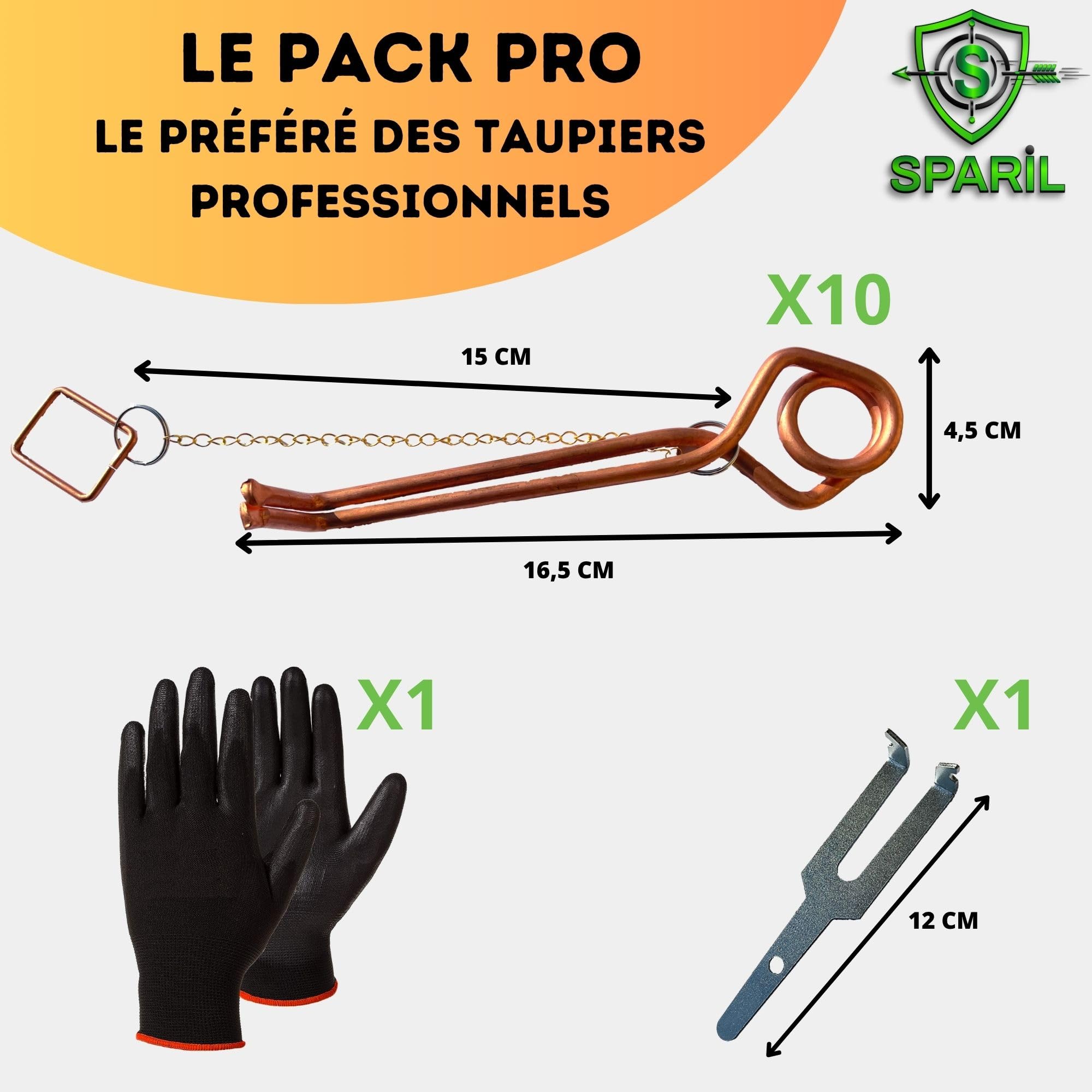 Piège à Taupe Putange Lot de 10 - Campagnol et Rat Taupier Éliminés sans Fumigène ni Poison - Kit Pro Gants + Clé d'Armement + Guide Vidéo