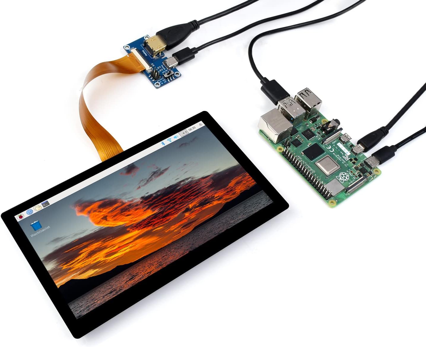 waveshare 1024 × 600 Resolution 7inch IPS Display Integrated Thin and Light Touch Screen for Raspberry Pi,Jetson Nano,Windows PC,Support Windows/Linux/Android System,170° Wide Viewing Angle