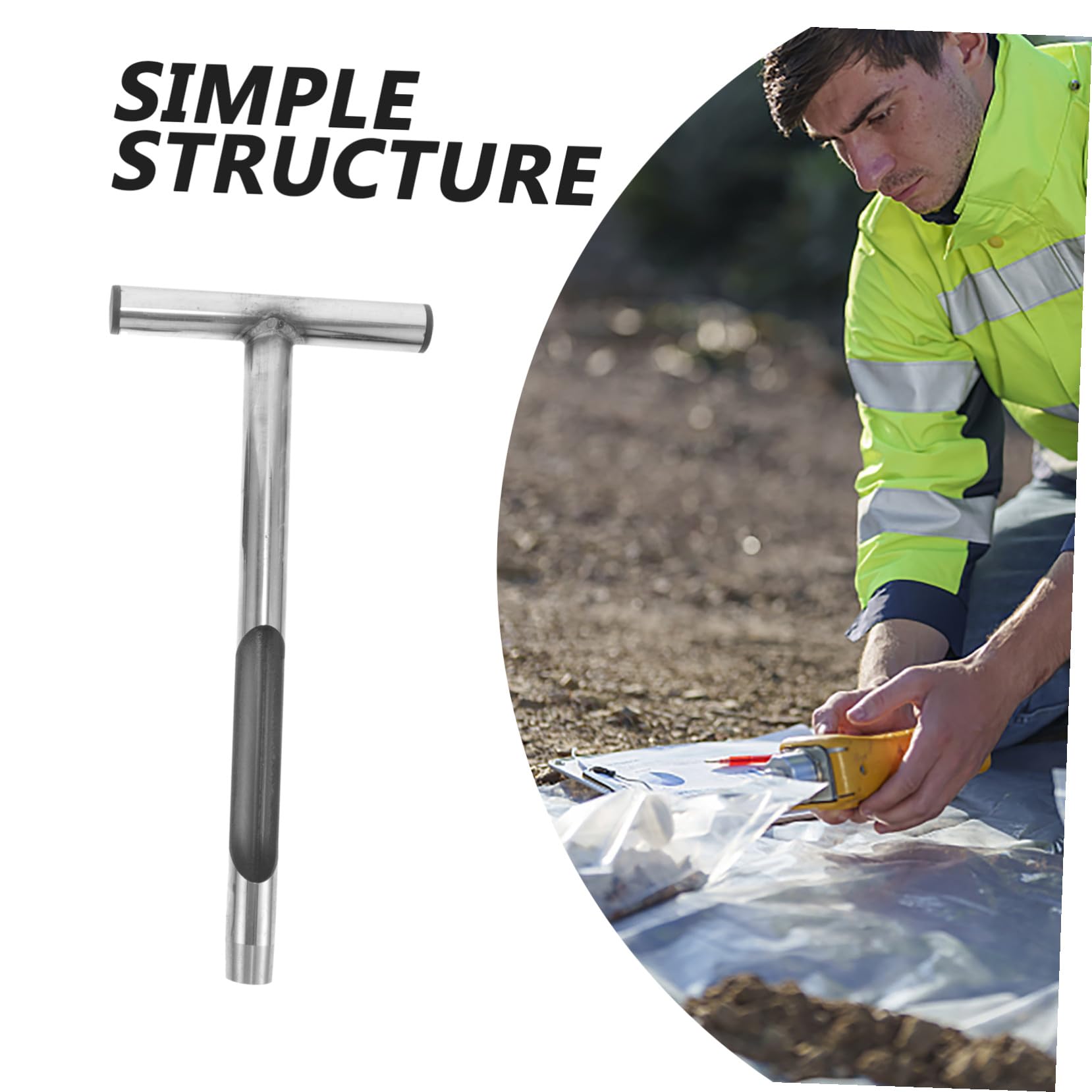SHINEOFI Bodenprobenentnahmewerkzeug aus Edelstahl mit Ergonomischem Griff Leicht zu Bedienen für Garten und Rasenpflege