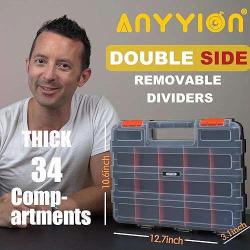 Miniatura 2 de Anyyion Organizador de piezas pequeñas, organizador de piezas de doble cara de 34 compartimentos con divisores extraíbles para accesorios,