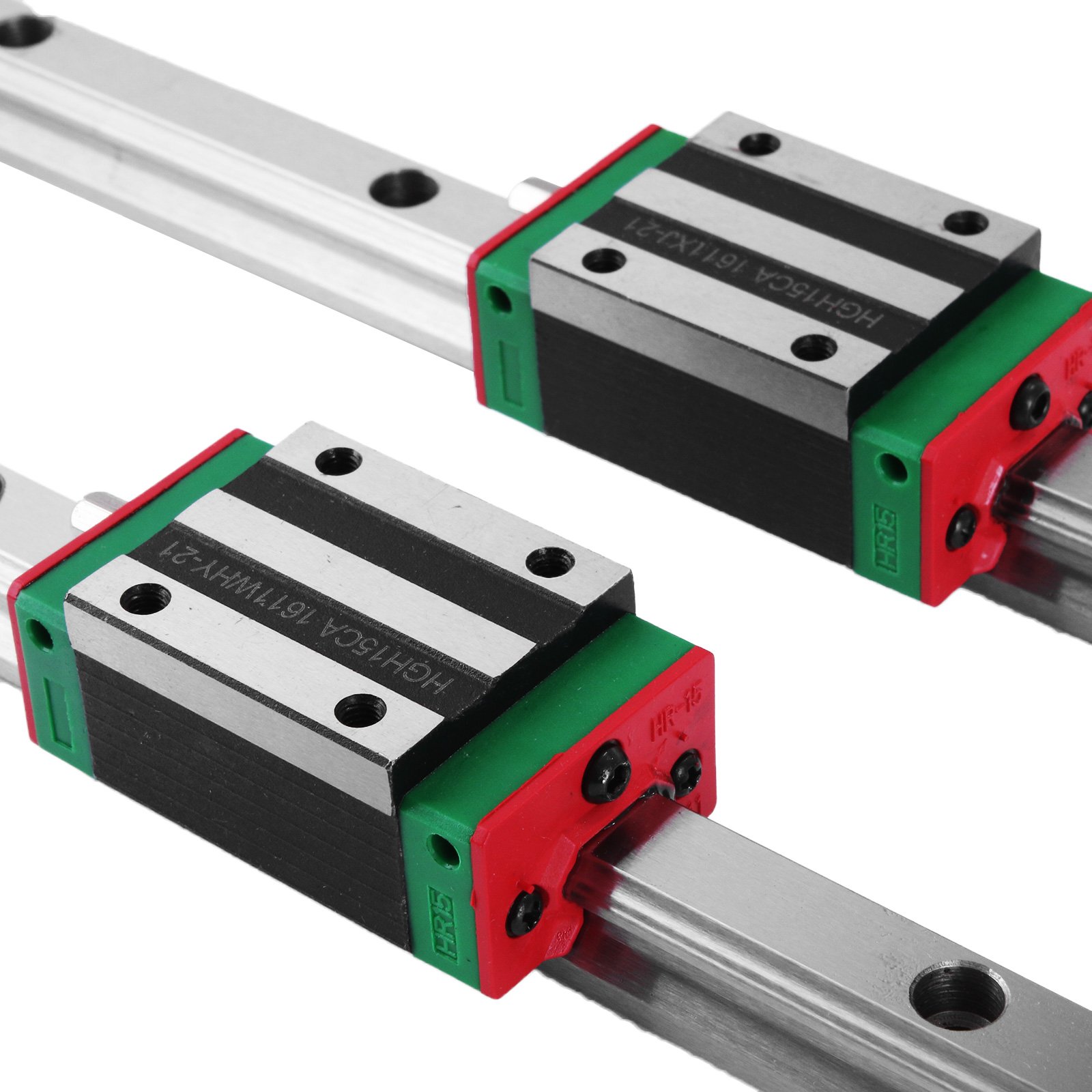 Riel Lineal 15-1500 mm 2x Riel de Guía Lineal 4x Tipo Cuadrado Bloque de Cojinetes del Carro Soporte de Riel Lineal para Rodamientos Ranurados de 15 mm