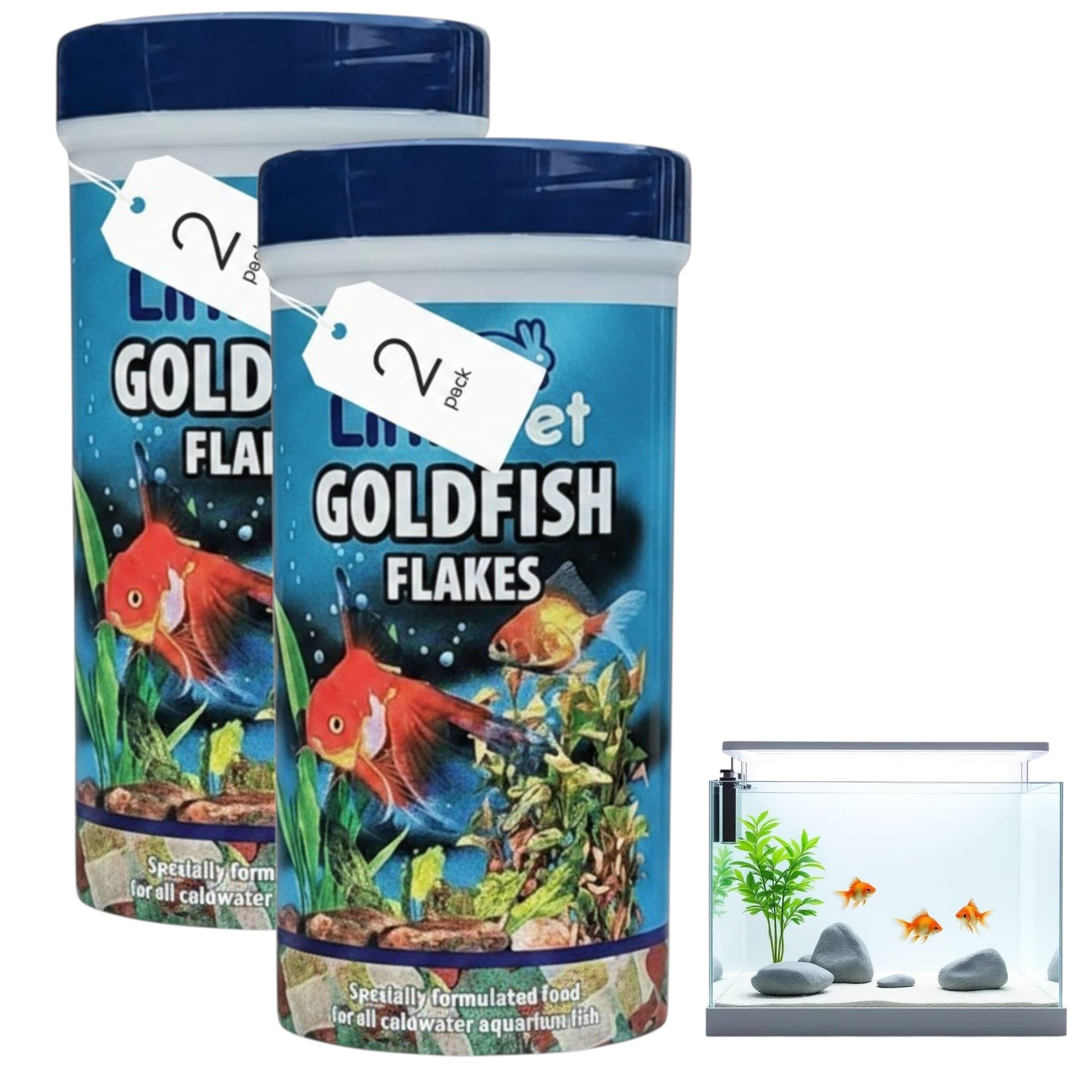 Linkpet Goldfish Flakes, Specially Formulated Food for All Coldwater Aquarium Fish, 50g, Pack of 2