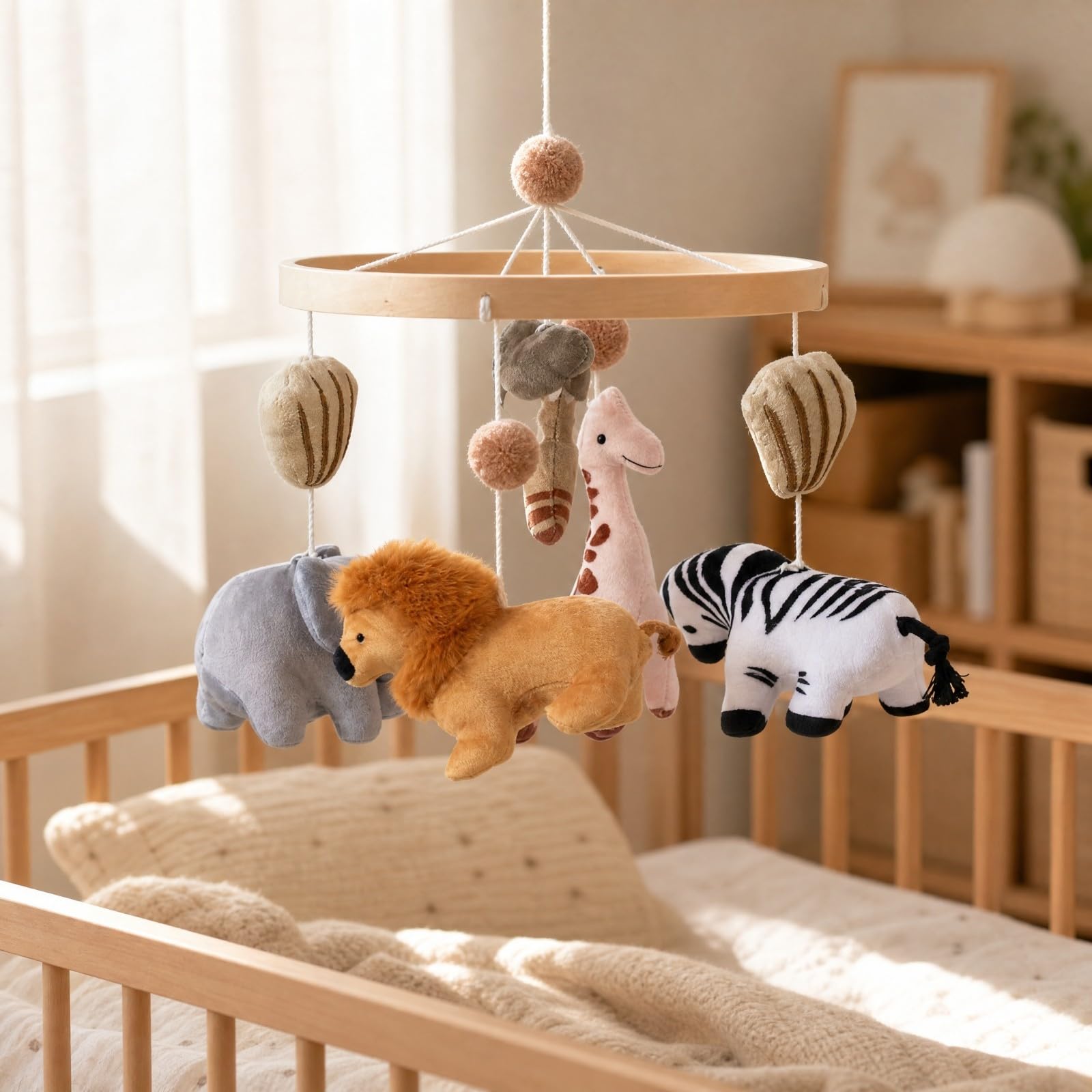 Harilla Giostrina con Animaletti di Peluche Morbido Giocattolo Sensoriale da Appendere Leggero per Camera dei Bambini