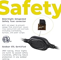 Vista 6 de WYZworks 288 LED, luz LED verde exterior de 25 pies, conectable, para exteriores, certificado ETL, iluminación exterior permanente, impermeable