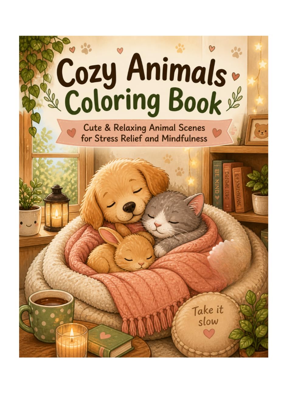 Cozy Animals Coloring Book: Cute & Relaxing Animal Scenes for Stress Relief and Mindfulness