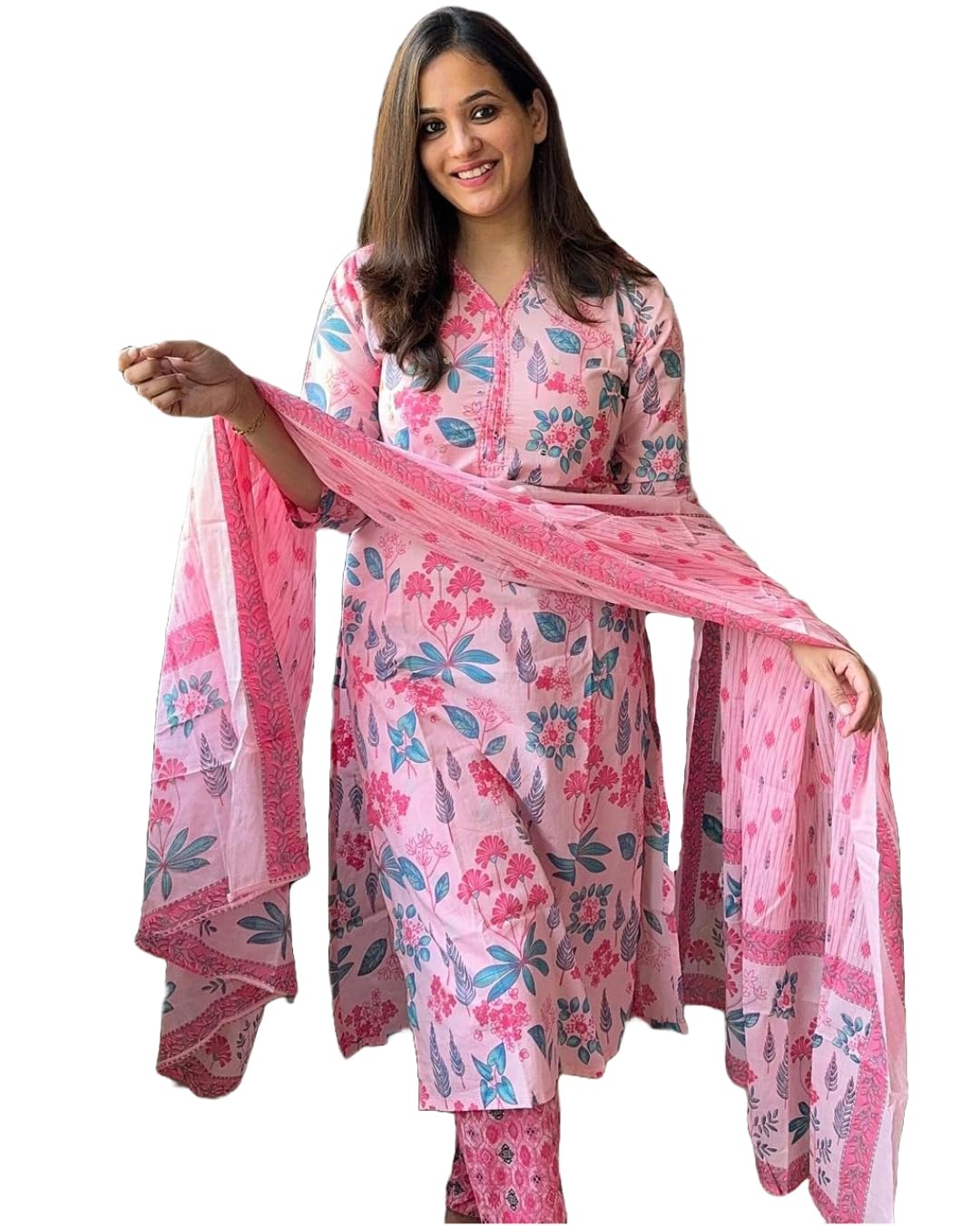 ANNI DESIGNER Women’s Rayon Blend Straight Printed Kurta with Pant & Dupatta