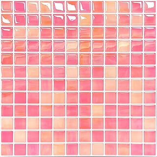 5 Sheets Peel and Stick Backsplash, Self Adhesive Wall Tiles, 3D Adhesive Tile Backsplash, 12"x12"Premium Self Adhesive Wall Tiles Peel and Stickfor Kitchen, Bathroom, RV(Pink Diamond)