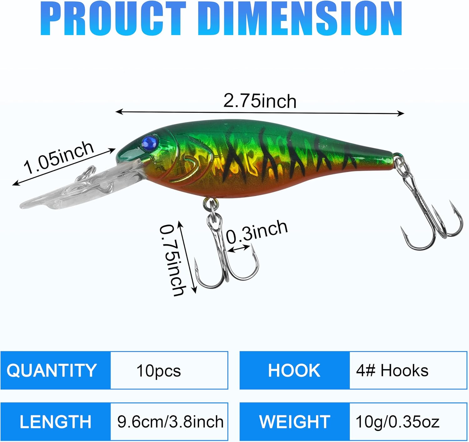 AGOOL Fishing Lure Assortment Kit, 10-Piece, photo 3 of 9