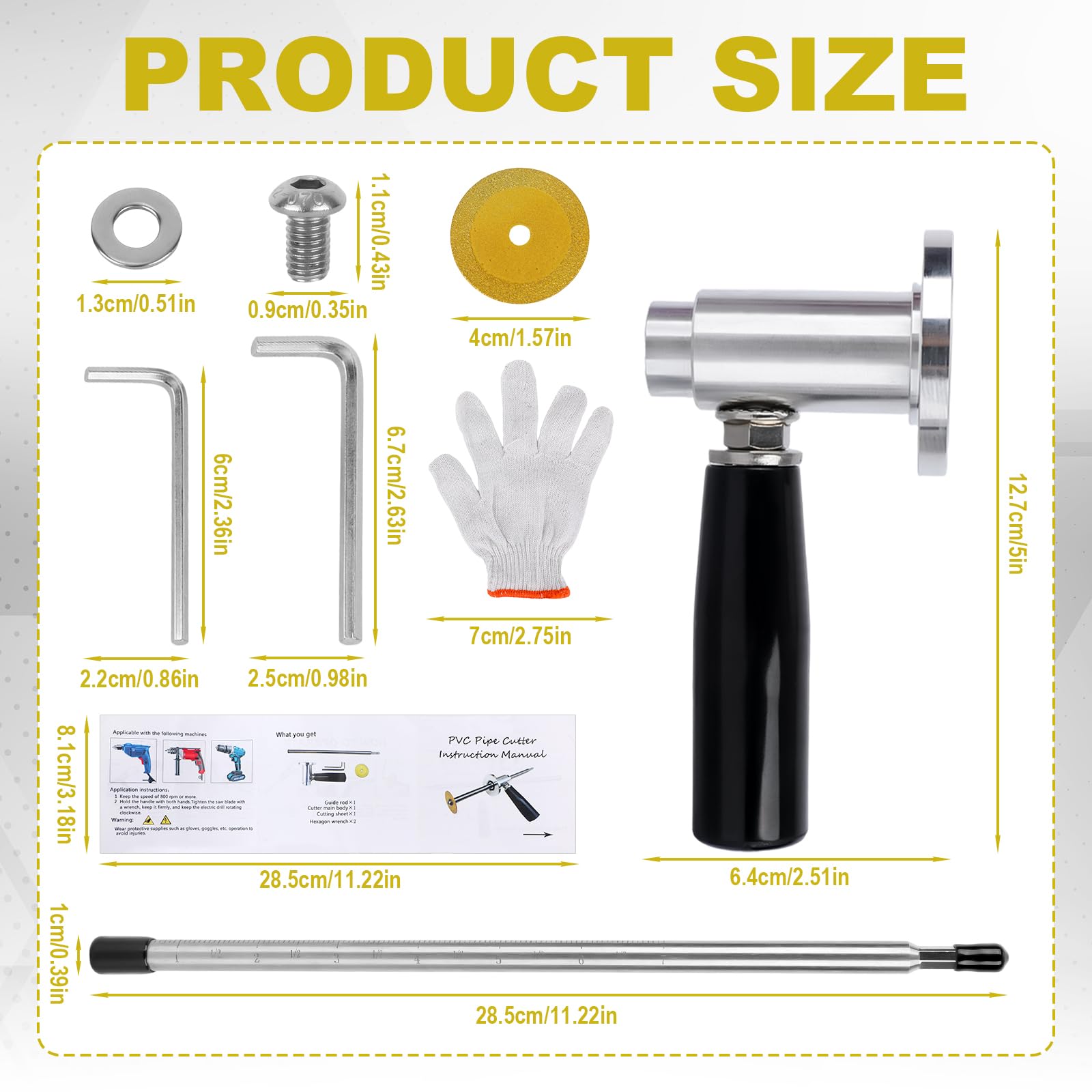 Tagliatubi in PVC 42 mm, Tagliatubi a Cricchetto in Plastica, Cesoie per Tubi in