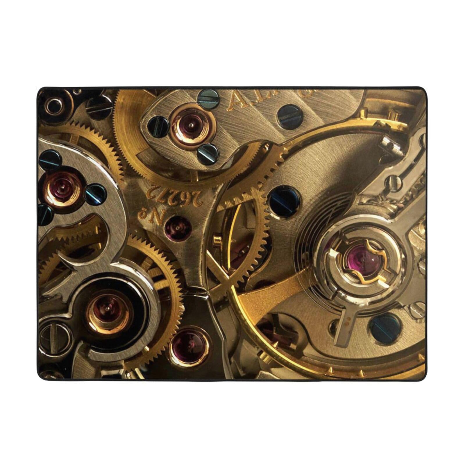 Tapis cool steampunk flanelle douce rectangulaire 120x160 pour décoration salon industrielle