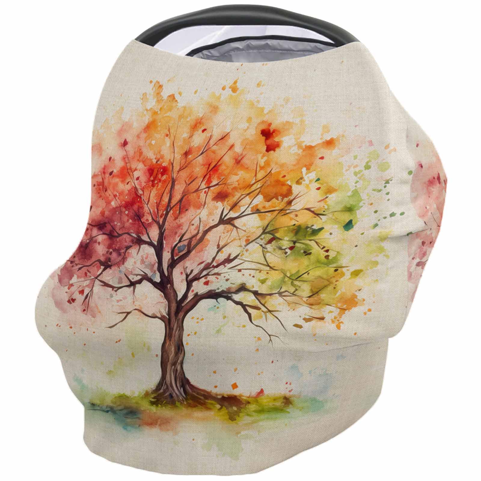Nursing Cover for Breastfeeding Scarf, Vintage Watercolor Tree Baby Car Covers Super Soft Multi Use for Canopy Shopping Cart Cover Blanket Stroller Cover