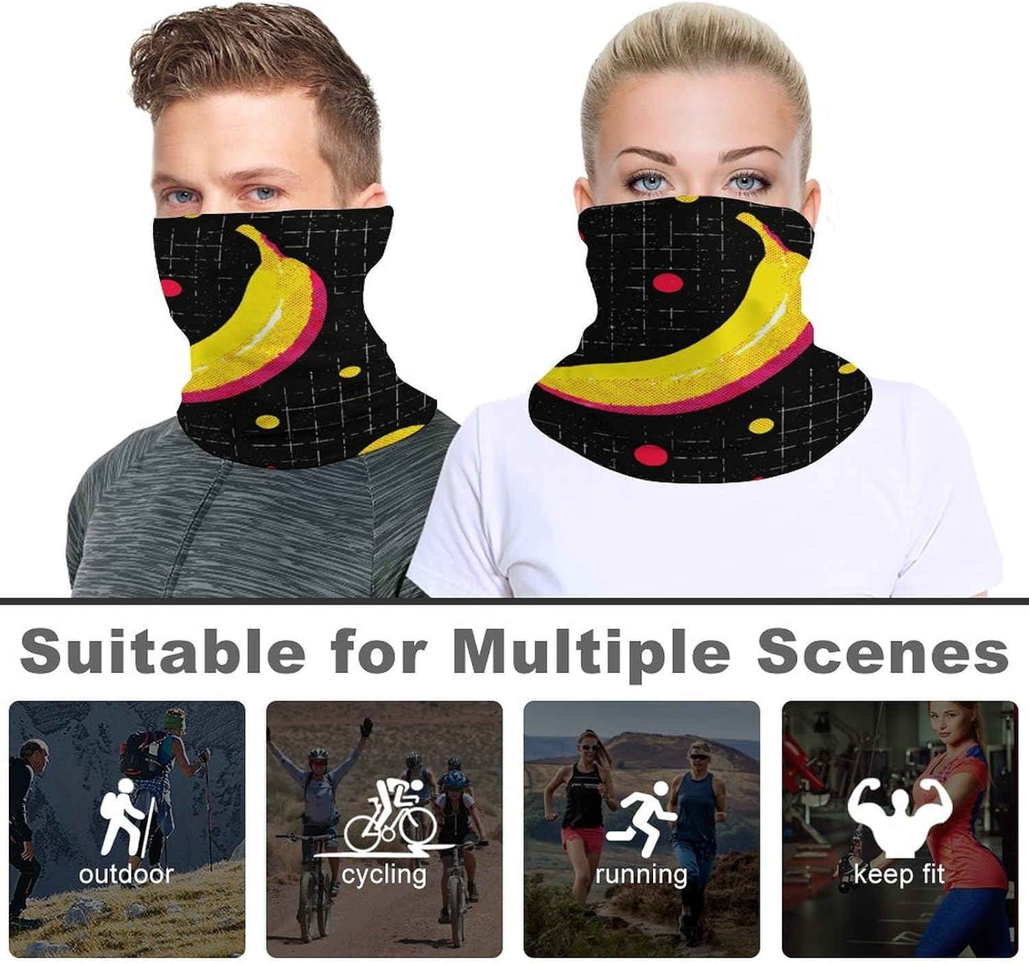 Fruit Art Men's Neck Gaiter Face Cover, Polyester Breathable Scarf with Drawstring Toggle Adjuster