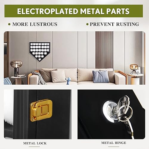 Miniatura 4 de ARRAWIS Vitrina de béisbol de madera maciza 30 soportes de béisbol para montaje en pared caja de sombra de béisbol con cerradura anti decoloración