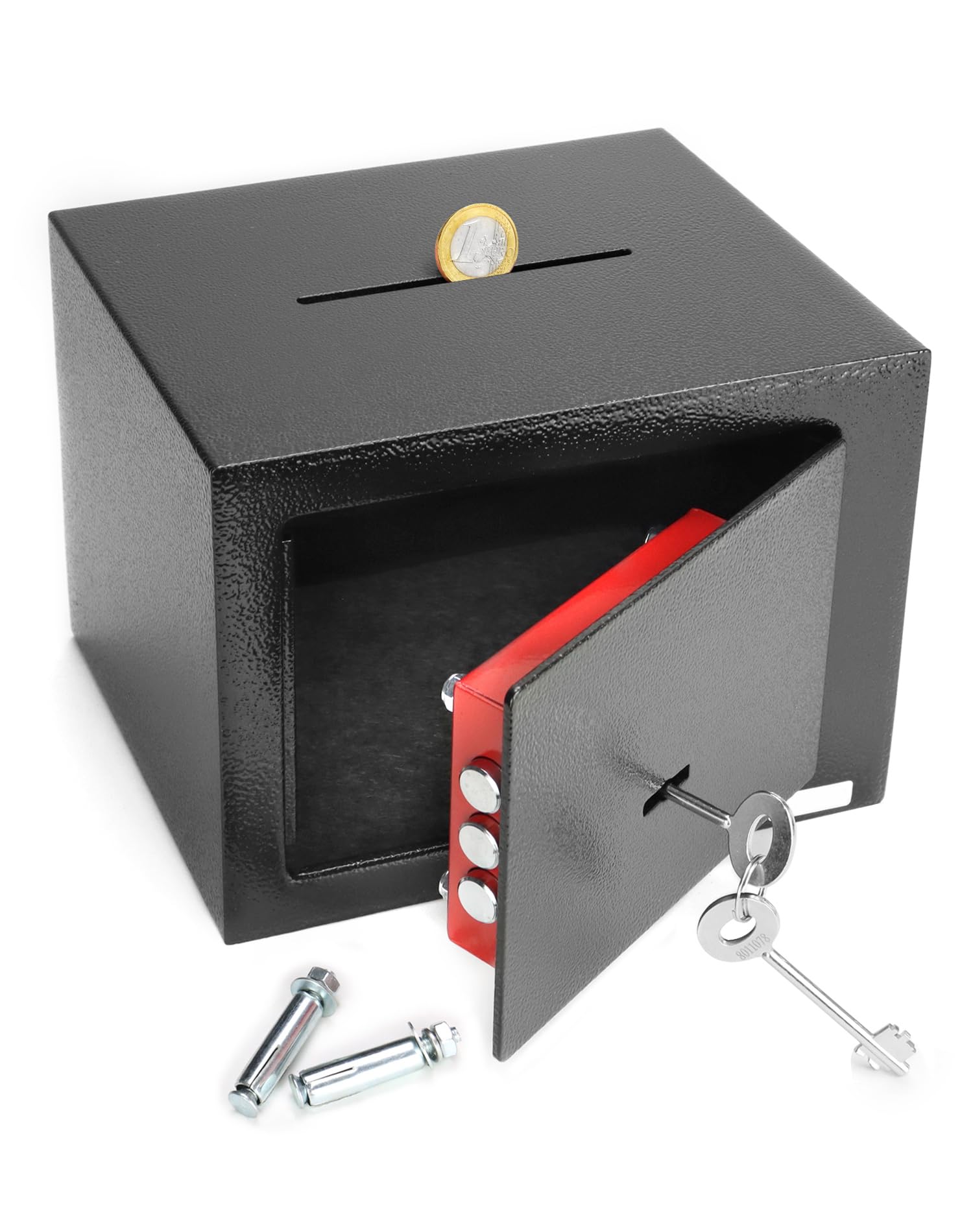 QWORK® Safe Tresor 23 x 17 x 17 cm mit Einwurfschlitz & Triple-Bit Schlüssel - Hohe Sicherheit Stahlkonstruktion für Wertsachen