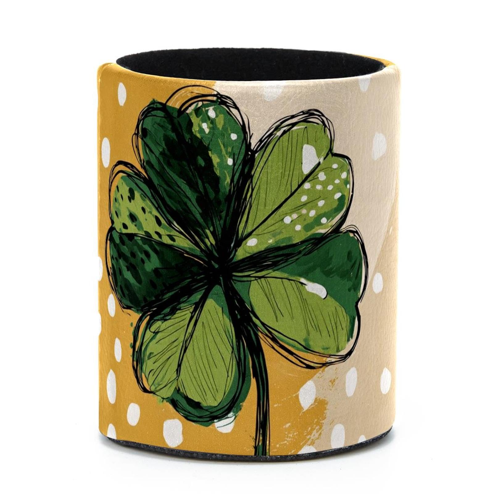 VAPOKF Round Pencil Holders for Desk, Watercolor Clover Pen Holders Pen Pot Makeup Brushes Storage Desktop Stationery Supplies Organiser for Home Office