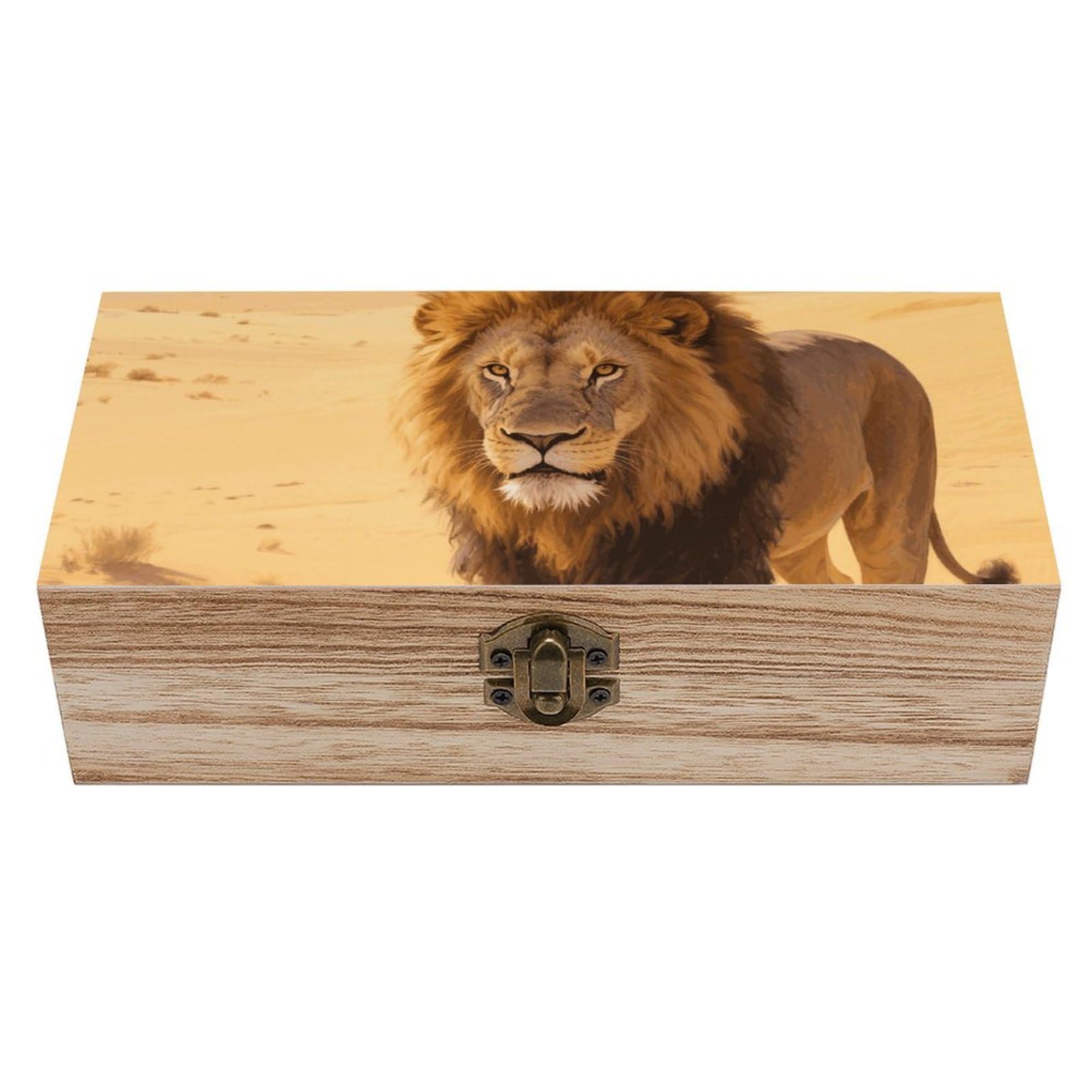 FodPand Decorative Keepsake Box Wooden Storage Boxes with Hinged Lid Handmade Majestic Lion Wood Organizer Memory Treasure Box for Jewelry Craft Card Photo Storage Wedding Bridal Shower Gifts