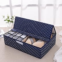 Birvan Innerwear Organizer 16+1 Compartment Non-Smell Non Woven Foldable Fabric Storage Box for Closet (44 x 28 x 12 cm Navy Blue Polka) (1)